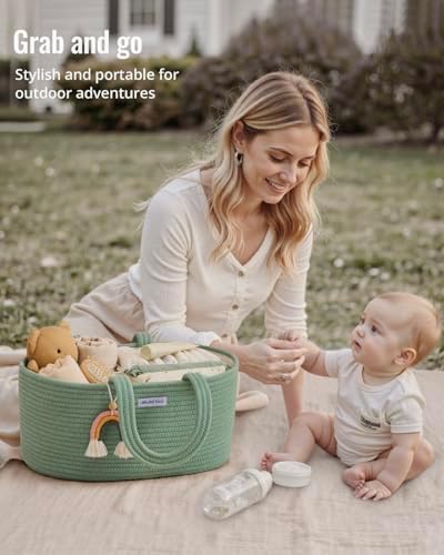 Blissful Diary Diaper Caddy Organizer, Woven Cotton Rope - Image 5