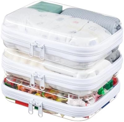 3-Pack Medium Clear Hard Shell Zipper Pouches, Hard Case Pouches by WELPIRT