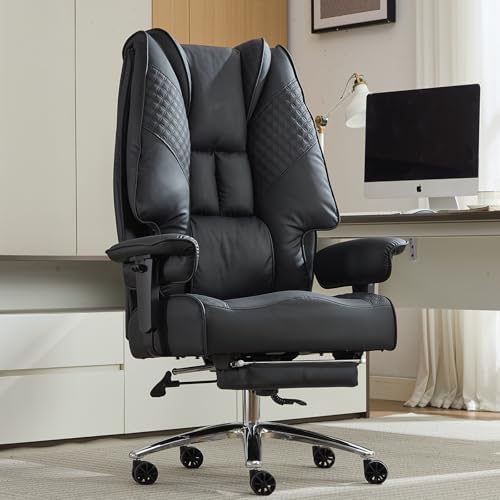 EXCEBET Big and Tall Office Chair 400lbs Wide Seat, Leather High Back Executive by EXCEBETOFFICECHAIR
