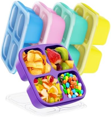 Canfanni 5 Pcs Bento Snack Containers, Reusable 4 Compartment Divided Food by Canfanni