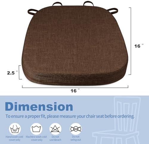 BUYUE Thickened 2.5" Dining Chair Cushions Set of 4, U-Shape High Density Foam - Image 3