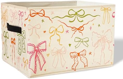 Preppy Bow Aesthetic Storage Basket Bin by Unknown