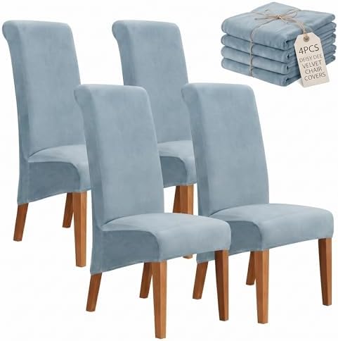 Deisy Dee Stretch XL/Oversized Extra Large Velvet Dining Room Chair Covers by DeisyDee