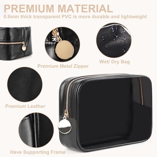 YOPCDJ 2PCS Clear Makeup Bag Set, Waterproof TPU Purse Organizer Pouches - Image 4