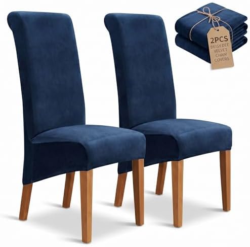 Deisy Dee Velvet Dining Chair Covers Set of 2, Extra Large XL Oversized Stretch by DeisyDee