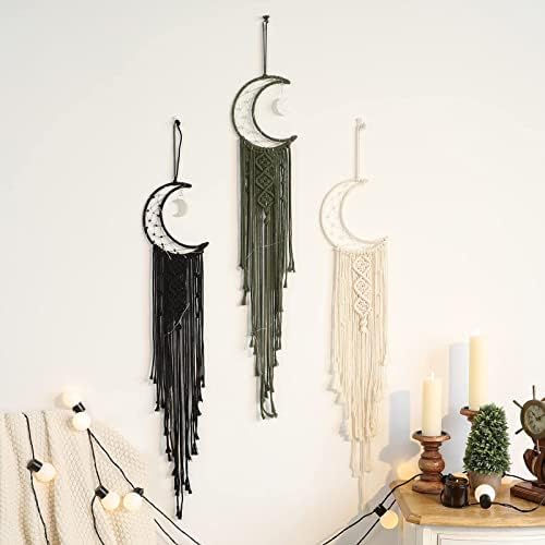Olive Macrame Moon Dream Catcher - Image 5