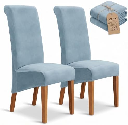 Deisy Dee Velvet Dining Chair Covers Set of 2, Extra Large XL Oversized Stretch by DeisyDee
