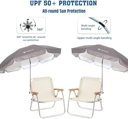 AMMSUN Chair Umbrella with Universal Clamp Adjustable 47 inches and 360° Swivel - Image 3
