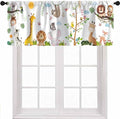 Kids Forest Animals Valance Curtains, Cartoon Elephants Giraffes, Lions Parrots by Unknown