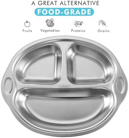 Stainless Steel Suction Baby Plate, Divided Toddler Plate - Image 2