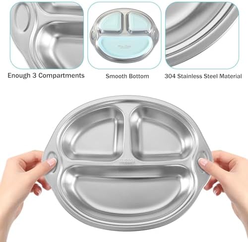 Stainless Steel Suction Baby Plate, Divided Toddler Plate - Image 5