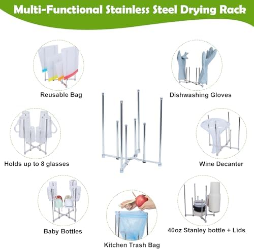 Plastic Bag Drying Holder, Bottle Drying Rack, Collapsible Cup Draining Rack - Image 5