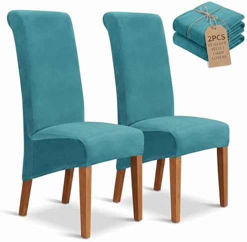 Deisy Dee Velvet Dining Chair Covers Set of 2, Extra Large XL Oversized Stretch by DeisyDee
