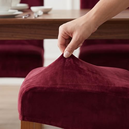 Deisy Dee Velvet Dining Chair Covers Set of 2, Extra Large XL Oversized Stretch - Image 5
