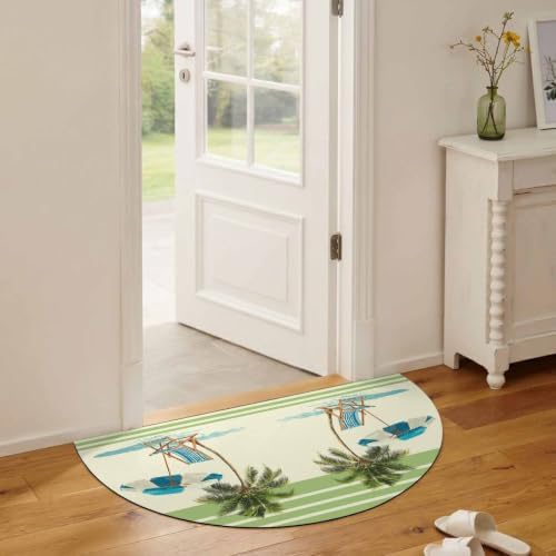 Half Circle Bath Mat Summer Beach Umbrella Chair Semicircular Doormat Non Slip by Chic+D