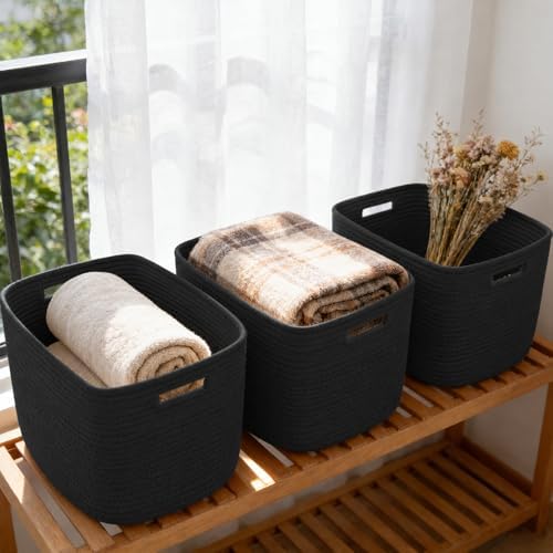 3 Pack Woven Baskets, Storage Baskets by HZFTJOY