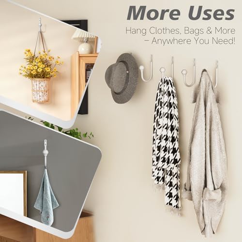 Hion Curtain Holdbacks White 2pcs, Curtain Tiebacks Wall Mounted Hooks - Image 5