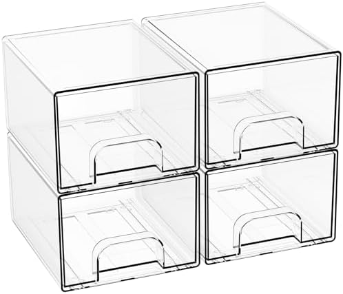 4.4" Tall Small Clear Acrylic Stackable Storage Drawers by Yieach