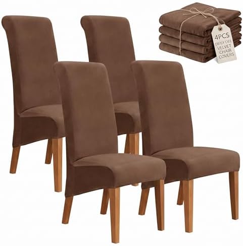 Deisy Dee Stretch XL/Oversized Extra Large Velvet Dining Room Chair Covers by DeisyDee