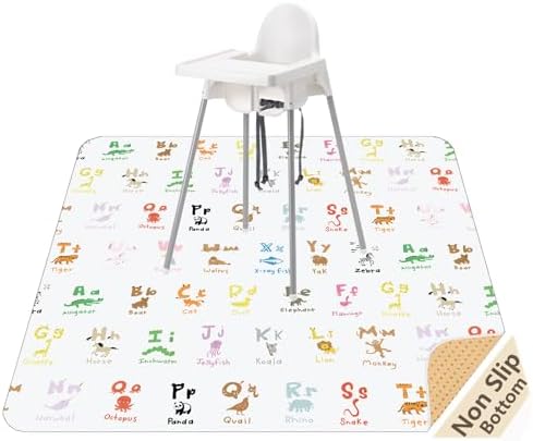Splat Mat for Under High Chair, Waterproof Washable High Chair Floor Mat by WOMUMON