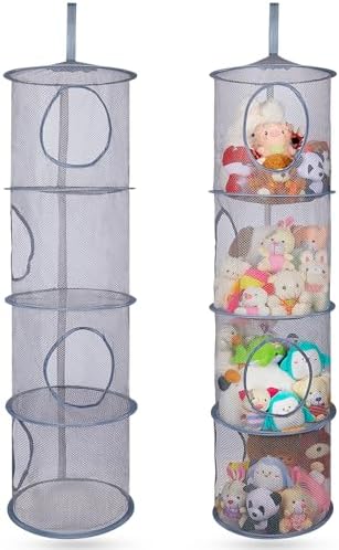 Basumee Hanging Stuffed Animals Storage, 2 Pack Mesh Plush Storage by Basumee