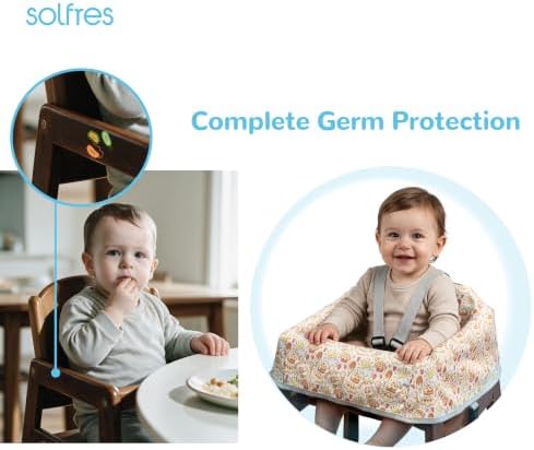 Baby High Chair Cover for Restaurant & Travel, 3-Point Harness, Creamy Cake - Image 2