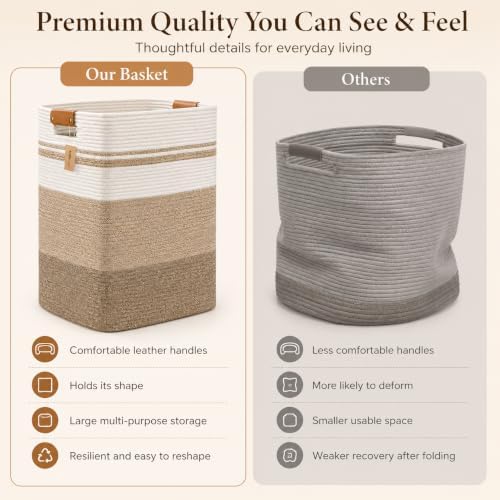 Laundry Hamper, Cotton Rope Laundry Basket - Image 6