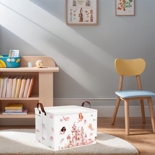 Cute Rectangle Baby Girl Gift Basket Toy Storage Bin Nursery Playroom Bedroom - Image 5