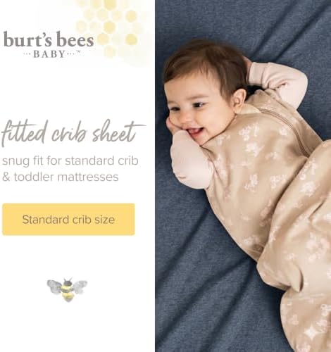 Burt's Bees Baby Organic Cotton Fitted Crib Sheet, Unisex Baby Beddings - Image 2