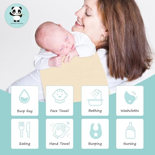 HIPHOP PANDA Large 100% Cotton Muslin Baby Burp Cloths - Image 4