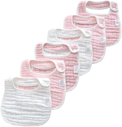 MUKIN Baby Muslin Bibs and Burp Cloths, 6 Pack, Soft Absorbent Cotton, by MUKIN