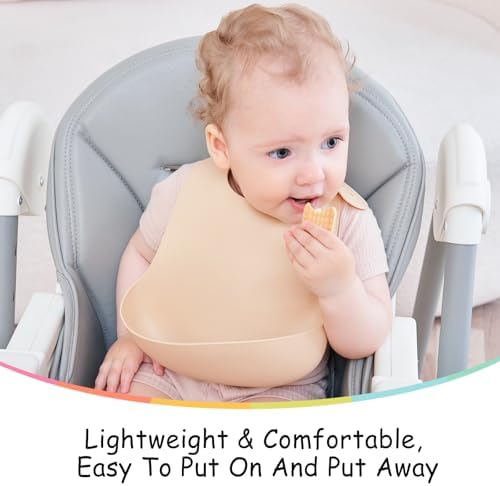 Mombella Silicone Bibs For Babies 6-12 Months, Waterproof Adjustable Baby Bibs - Image 6