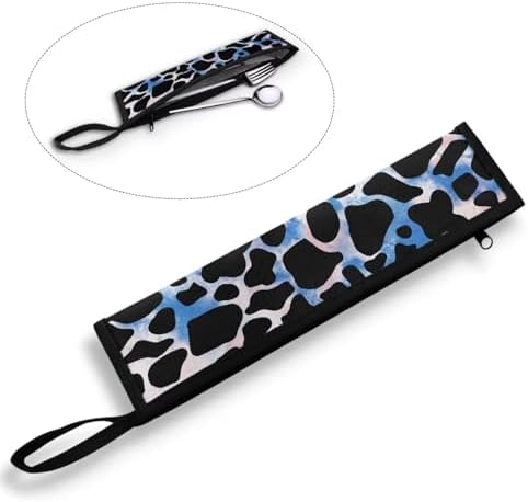 Blue Tie Dye Cow Reusable Travel Tableware Carrying Bag Storage Case Cutlery - Image 2