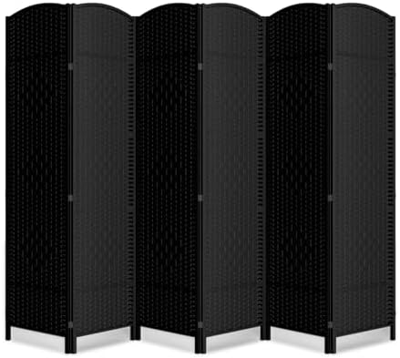 6 Panel Folding Room Divider, Woven Privacy Screen by cocosica