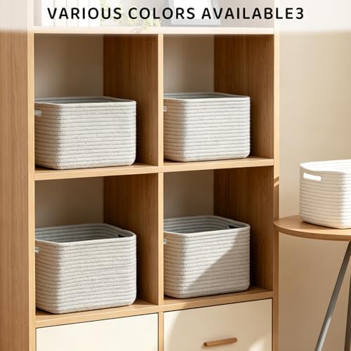 4 Pack Large Storage Baskets for Organizing, and Clothes, Cotton Rope Basket - Image 4