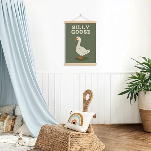 DNEULYR Sage Green Goose Wall Art Poster, Goose Nursery Wall Decor, Funny Silly - Image 3