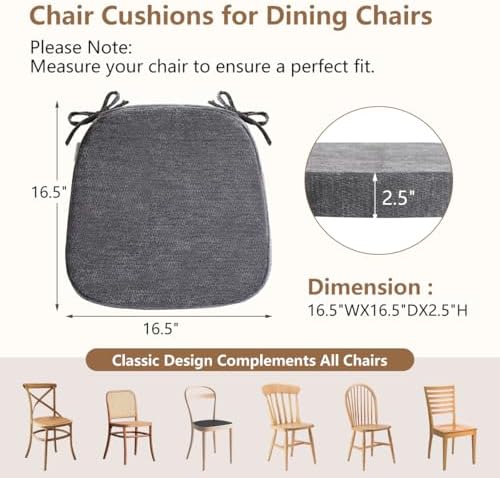 Chair Cushions for Dining Chairs, Washable Chair Pads, 6 Pack - Image 3