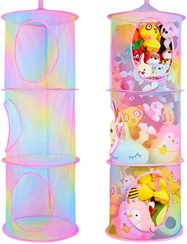 Basumee Hanging Stuffed Animals Storage, 2 Pack Mesh Plush Storage by Basumee