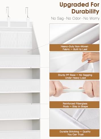 Criusia Over the Door Organizer, Heavy-Duty 6-Shelf Hanging Storage - Image 3