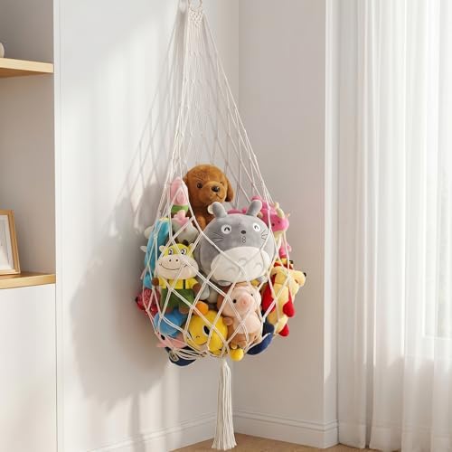 60 Inch Stuffed Animal Storage Net Corner Stuffy Hammock by ONEPENG