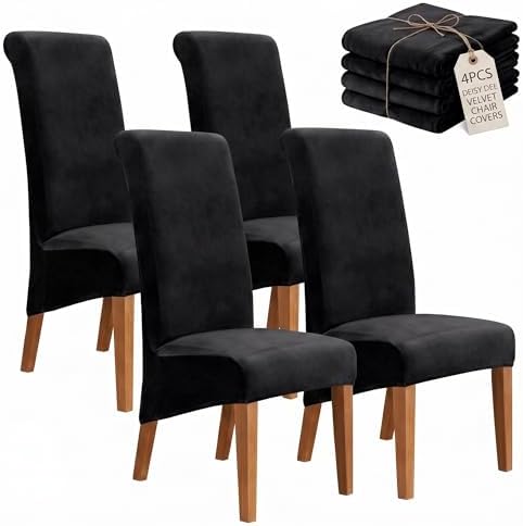 Deisy Dee Stretch XL/Oversized Extra Large Velvet Dining Room Chair Covers by DeisyDee