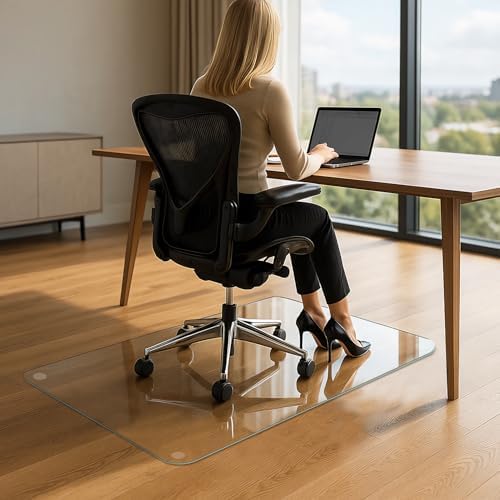 VASUHOME Heavy-Duty Tempered Glass Chair Mat, 31 x 48 Inch Large Office Floor - Image 5