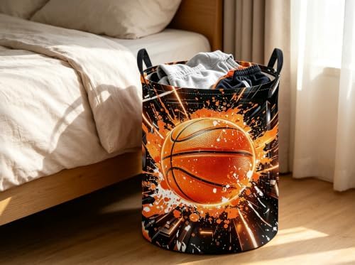 ESSME Basketball Laundry Basket, Sport Hamper Collapsible Canvas Waterproof - Image 5