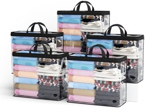 5PACK Clear Zippered Storage Bags by Hopack