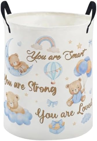 ESSME Kids Laundry Basket, Bear Hamper Collapsible Canvas Waterproof Storage Bin by ESSME