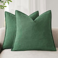 Foindtower Linen Solid Decorative Throw Pillow Covers 20x20 Inch Pine Green by Foindtower