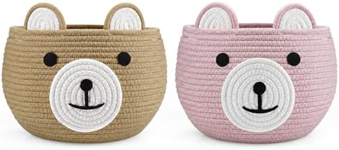 PandaEar 2 Pack Cotton Rope Baby Basket, Baby Gift Basket Nursery Laundry by PandaEar