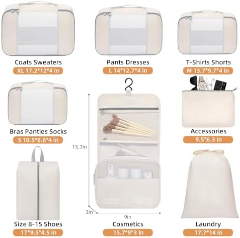 BAGAIL 6 Set/8 Set/10 Set Packing Cubes Various Sizes Packing Organizer - Image 2