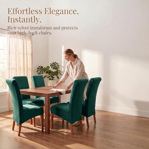 Deisy Dee Stretch XL/Oversized Extra Large Velvet Dining Room Chair Covers - Image 2