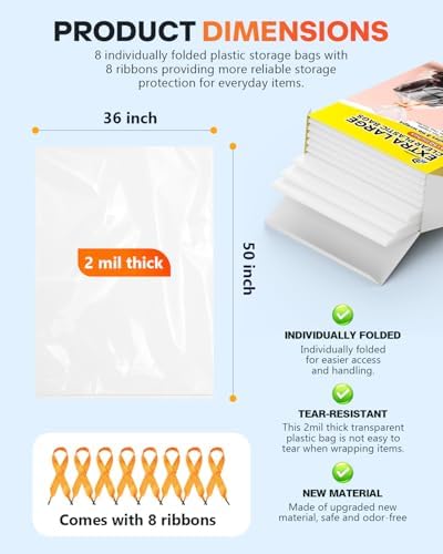 36x50 Inch Extra Large Clear Plastic Storage Bag - Image 2